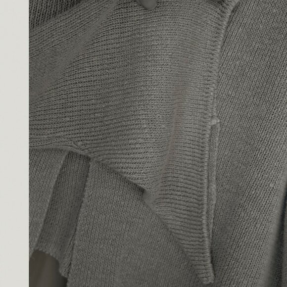 Zuza Bart Linen Knit Cardigan Minimalist Asymmetrical Taupe Lagenlook Sweater - Picture 6 of 10